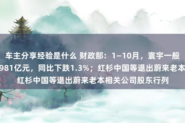 车主分享经验是什么 财政部：1—10月，寰宇一般人人预算收入184981亿元，同比下跌1.3%；红杉中国等退出蔚来老本相关公司股东行列