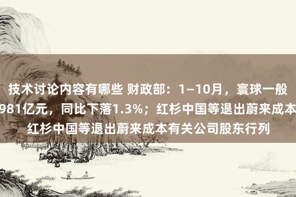 技术讨论内容有哪些 财政部：1—10月，寰球一般全球预算收入184981亿元，同比下落1.3%；红杉中国等退出蔚来成本有关公司股东行列