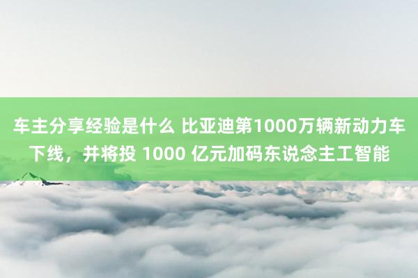 车主分享经验是什么 比亚迪第1000万辆新动力车下线，并将投 1000 亿元加码东说念主工智能