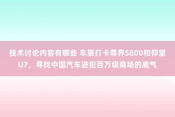 技术讨论内容有哪些 车展打卡尊界S800和仰望U7，寻找中国汽车进犯百万级商场的底气