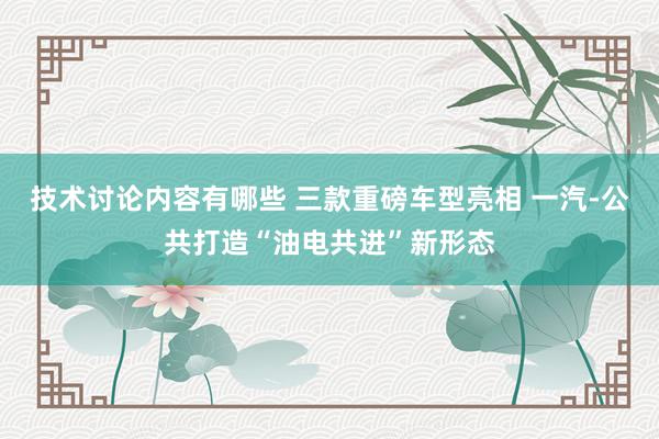 技术讨论内容有哪些 三款重磅车型亮相 一汽-公共打造“油电共进”新形态