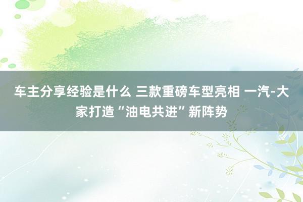 车主分享经验是什么 三款重磅车型亮相 一汽-大家打造“油电共进”新阵势