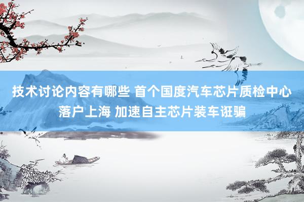 技术讨论内容有哪些 首个国度汽车芯片质检中心落户上海 加速自主芯片装车诳骗