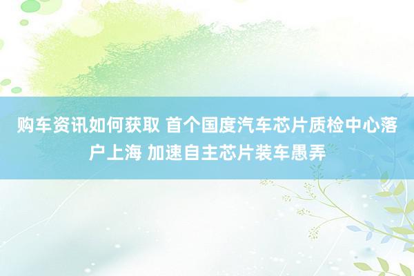 购车资讯如何获取 首个国度汽车芯片质检中心落户上海 加速自主芯片装车愚弄