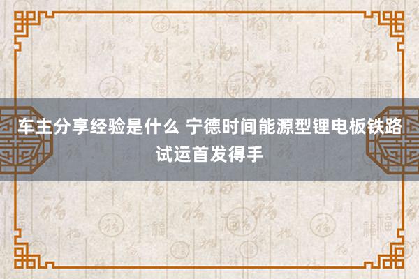 车主分享经验是什么 宁德时间能源型锂电板铁路试运首发得手