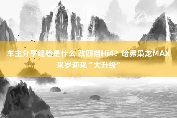 车主分享经验是什么 改四挡Hi4？哈弗枭龙MAX来岁迎来“大升级”