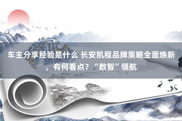 车主分享经验是什么 长安凯程品牌策略全面焕新，有何看点？“数智”领航