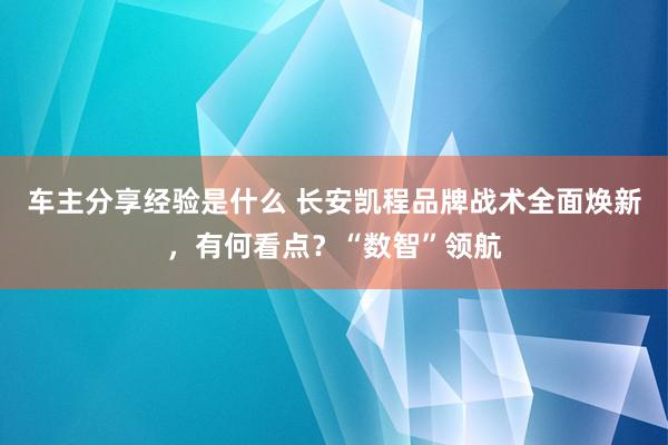 车主分享经验是什么 长安凯程品牌战术全面焕新，有何看点？“数智”领航